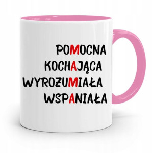 Kubek Różowy Prezent Dla Mamy Pomocna Kochająca