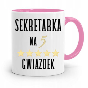 Kubek Różowy Prezent Dla Sekretarki Na Pięć