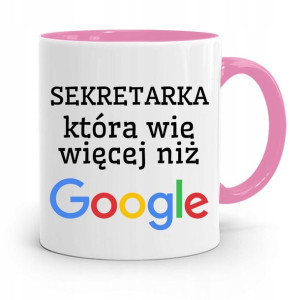 Kubek Różowy Prezent Dla Sekretarki Wie Więcej