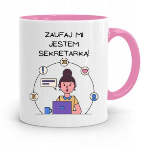 Kubek Różowy Prezent Dla Sekretarki Zaufaj Mi