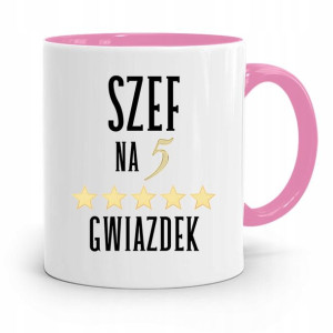 Kubek Różowy Prezent Dla Szefa Na 5 Gwiazdek