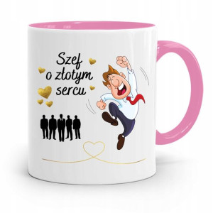 Kubek Różowy Prezent Dla Szefa O Złotym Sercu