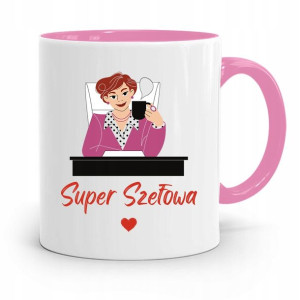 Kubek Różowy Prezent Dla Szefa Super Szefowa