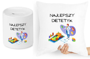 Dla Dietetyka Zestaw Poduszka + Skarbonka Prezent
