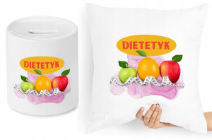 Dla Dietetyka Zestaw Poduszka + Skarbonka Prezent