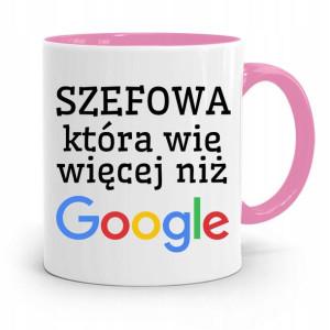 Kubek Różowy Prezent Dla Szefowej Która Wie Więcej