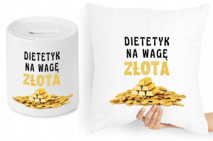 Dla Dietetyka Zestaw Poduszka + Skarbonka Prezent