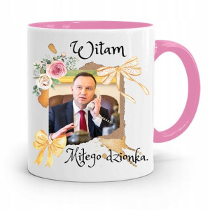 Kubek Różowy Prezydenta Andrzej Duda Pis