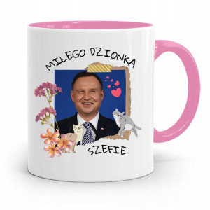 Kubek Różowy Prezydenta Andrzej Duda Pis