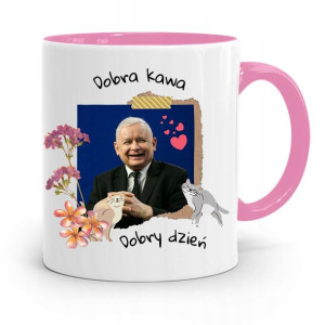 Kubek Różowy Śmieszny Pis Jarosław Kaczyński