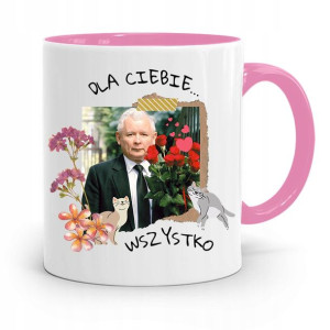 Kubek Różowy Śmieszny Pis Jarosław Kaczyński