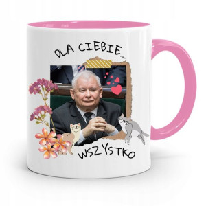 Kubek Różowy Śmieszny Pis Jarosław Kaczyński