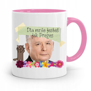 Kubek Różowy Śmieszny Pis Jarosław Kaczyński