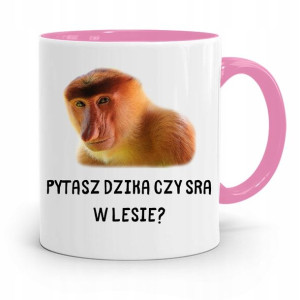 Kubek Różowy Śmieszny Zabawny Pytasz Dzika Czy Sra