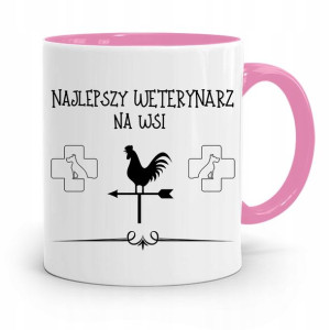 Kubek Różowy Weterynarza Najlepszy Na Wsi Prezent