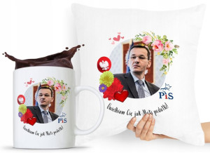 Zestaw Poduszka + Kubek Prezent Mateusz Morawiecki