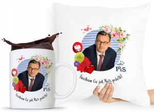 Zestaw Poduszka + Kubek Prezent Mateusz Morawiecki