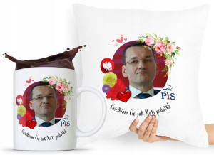 Zestaw Poduszka + Kubek Prezent Mateusz Morawiecki