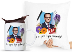 Zestaw Poduszka + Kubek Prezent Mateusz Morawiecki