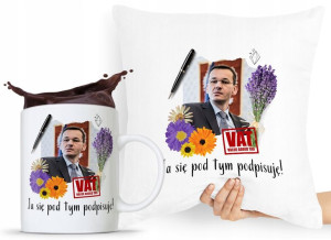 Zestaw Poduszka + Kubek Prezent Mateusz Morawiecki