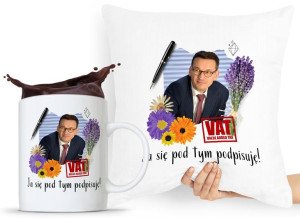 Zestaw Poduszka + Kubek Prezent Mateusz Morawiecki