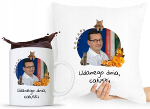 Zestaw Poduszka + Kubek Prezent Mateusz Morawiecki