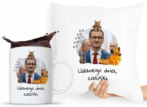 Zestaw Poduszka + Kubek Prezent Mateusz Morawiecki