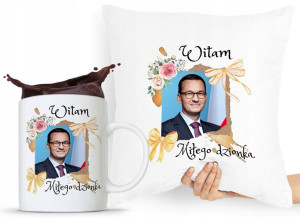Zestaw Poduszka + Kubek Prezent Mateusz Morawiecki