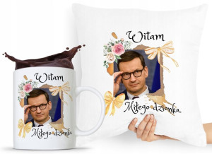 Zestaw Poduszka + Kubek Prezent Mateusz Morawiecki