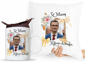 Zestaw Poduszka + Kubek Prezent Mateusz Morawiecki