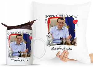 Zestaw Poduszka + Kubek Prezent Mateusz Morawiecki