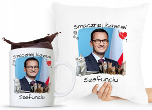 Zestaw Poduszka + Kubek Prezent Mateusz Morawiecki