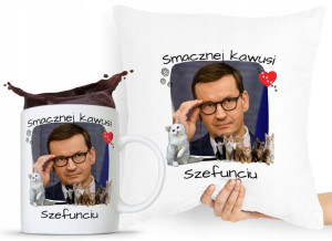Zestaw Poduszka + Kubek Prezent Mateusz Morawiecki