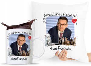 Zestaw Poduszka + Kubek Prezent Mateusz Morawiecki