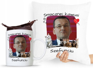 Zestaw Poduszka + Kubek Prezent Mateusz Morawiecki