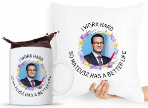 Zestaw Poduszka + Kubek Prezent Mateusz Morawiecki