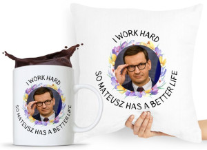 Zestaw Poduszka + Kubek Prezent Mateusz Morawiecki