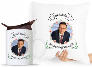 Zestaw Poduszka + Kubek Prezent Mateusz Morawiecki