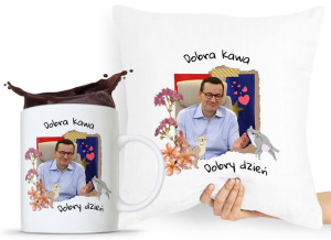 Zestaw Poduszka + Kubek Prezent Mateusz Morawiecki