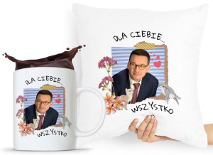 Zestaw Poduszka + Kubek Prezent Mateusz Morawiecki