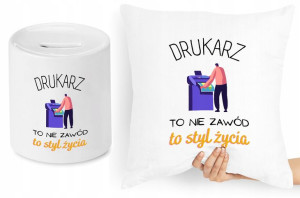 Dla Drukarza Zestaw Poduszka + Skarbonka Prezent