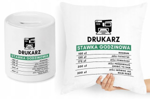Dla Drukarza Zestaw Poduszka + Skarbonka Prezent