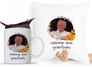 Zestaw Poduszka + Kubek Papież Jan Paweł Papaj