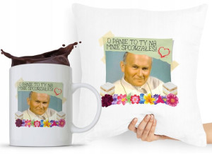 Zestaw Poduszka + Kubek Papież Jan Paweł Papaj