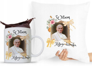 Zestaw Poduszka + Kubek Papież Jan Paweł Papaj