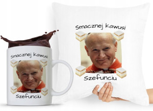 Zestaw Poduszka + Kubek Papież Jan Paweł Papaj