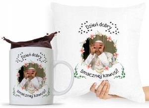 Zestaw Poduszka + Kubek Papież Jan Paweł Papaj