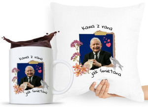 Zestaw Poduszka + Kubek Pis Jarosław Kaczyński