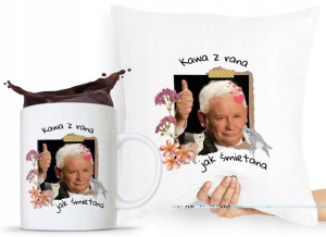 Zestaw Poduszka + Kubek Pis Jarosław Kaczyński