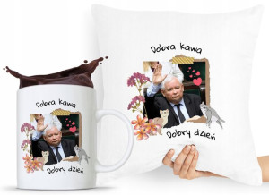 Zestaw Poduszka + Kubek Pis Jarosław Kaczyński